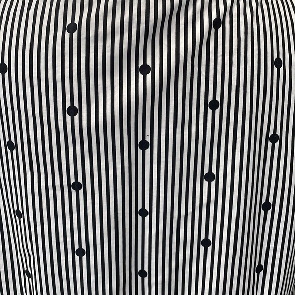 Talbots Black White Women’s Striped Polka Dot Side Zip Round Neck Cotton Blouse - Picture 3 of 8